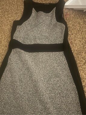 Colorblock Black and Gray Midi Sheath Dress